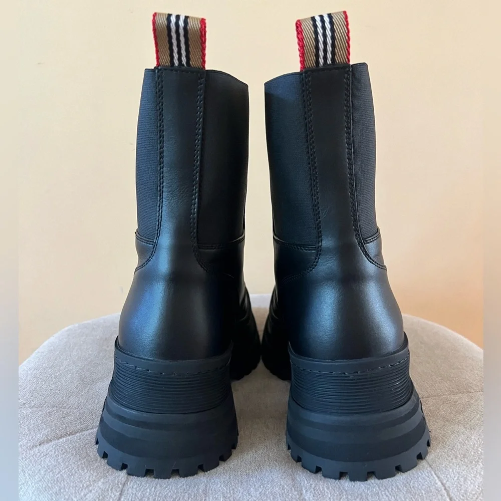 Burberry Icon Stripe Lace-up Leather Boots - Picture 4 of 15